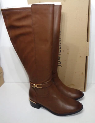 JD WILLIAMS Ladies WIDE FIT Brown Womens New Knee High Boots Zip Up Shoes RRP £68 UK Size 5