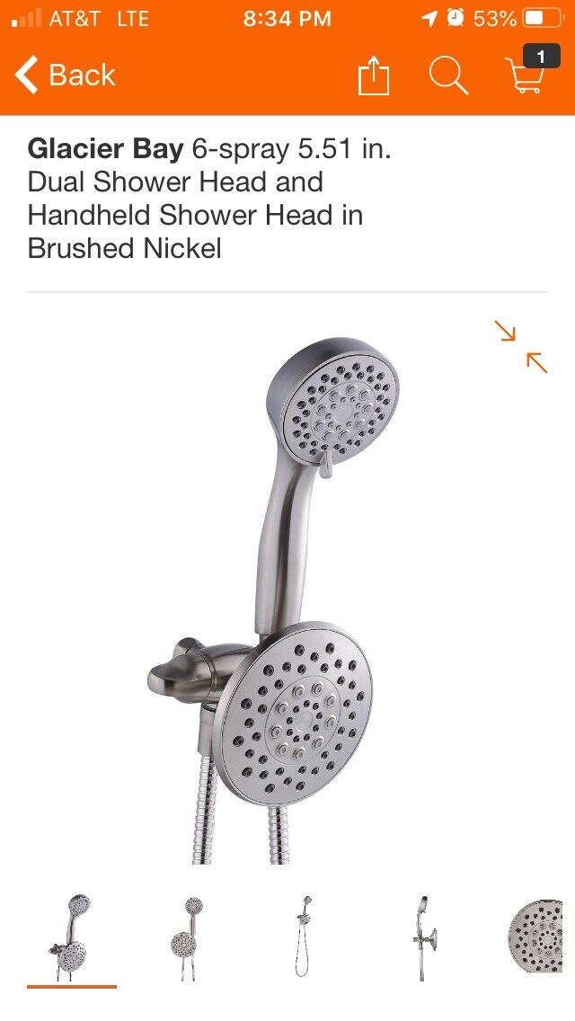 6-spray 5.51 in. Dual Shower Head and Handheld Shower Head in Chrome 6-spray 5.51 in. Dual Shower Head and Handheld Shower Head in Chrome