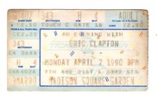 Vintage 1990 Eric Clapton Concert Ticket Stub Madison Square Garden NY