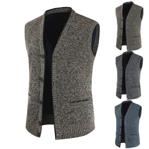 Chaleco cálido informal con cuello en V para hombre Chaleco de moda Cárdigan de un solo pecho Prendas para el torso - Imagen 1 de 18