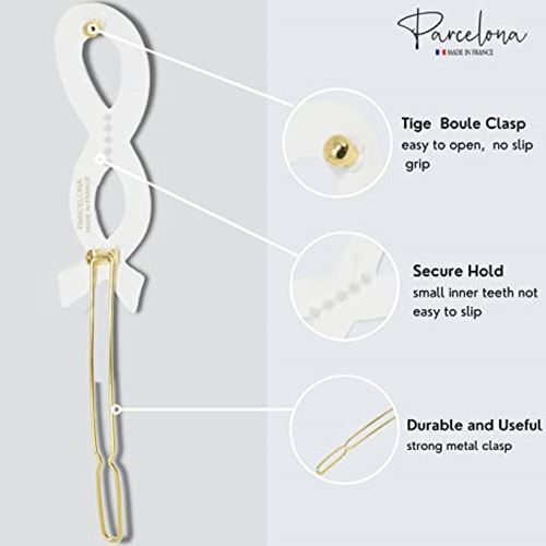 Parcelona French Infinity Ribbon Small Celluloid Hair Barrettes for Women(2 Pcs) - Picture 3 of 15
