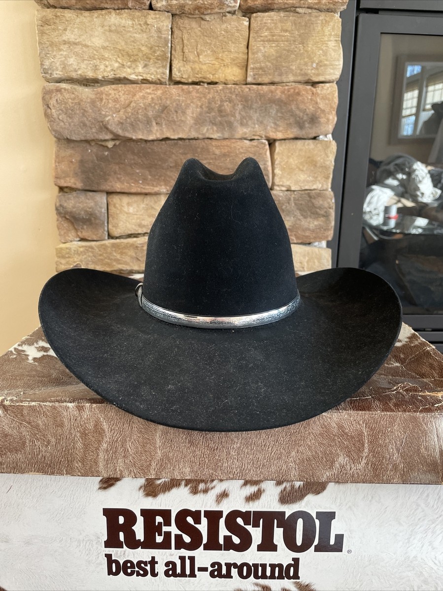 Vintage Resistol Cowboy Hat 6 3/4 Black Felt 4x Beaver Quicksilver