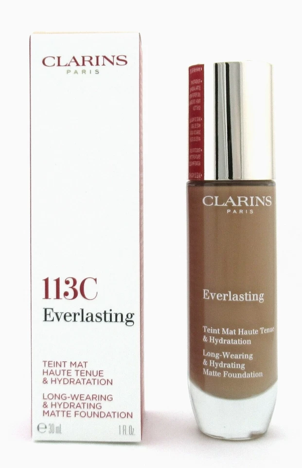 Clarins Everlasting Long Wearing & Hydrating Matte Foundation 113C Chestnut 1oz