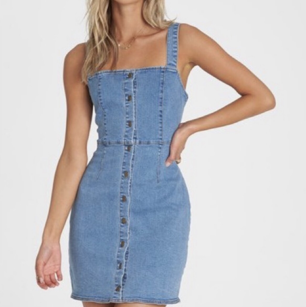 billabong denim dress Billabong Blue Mini Denim Dress Fitted Bodice XS