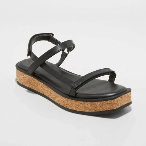 wide width black sandals