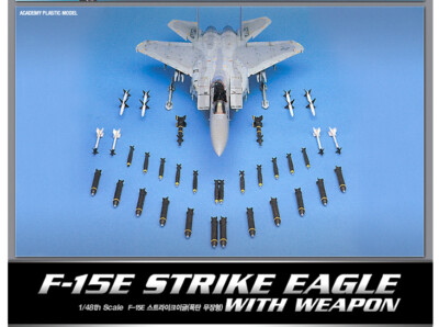 Academy 1/48 F-15E Strike Eagle with Weapon Aircraft Fighter Model