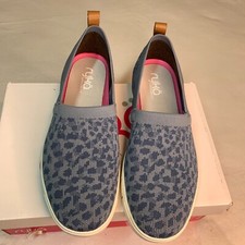 Ryka Womens Hera Slip-On Sneakers Animal Print Exotic Citadel Blue Size 8M NWB