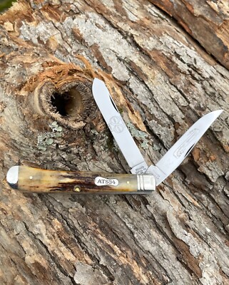 QUEEN #4 TITUSVILLE CUTLERY 2008 STAG ATS34 TRAPPER KNIFE KNIVES 1