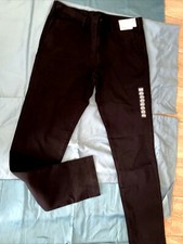 Mens Slim FIT Skinny Stretch Chino Trousers Casual Flat Front 36/34 nwts cc1