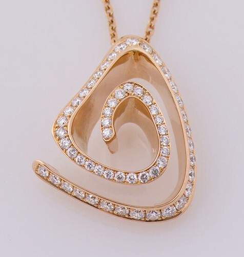 Pendentif En Or Rose 14K Avec Diamants 1,10 Carats - Coupe Ronde Brillante Naturelle - Jisha
