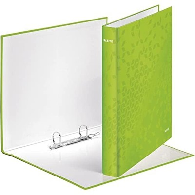 Leitz A4 2 Ring Binder, Holds up to 230 Sheets, WOW Range, 25 mm Spine, Green, 4