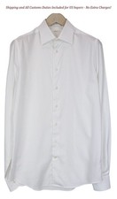 SUITSUPPLY Traveller Men's Formal Shirt 39L/15 1/2L Slim White Cotton Sleeve