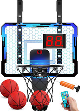 Indoor Basketball Hoop for Kids, over the Door Mini Basketball Hoops with 7 LED