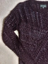 Michael Stars Cable Knit Sweater Alpaca Wool Blend Purple Eggplant Pullover Soft