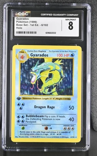 Shadowless Gyarados 1999 Vintage Holo 1st Edition Pokemon #6 Near Mint CGC 8!
