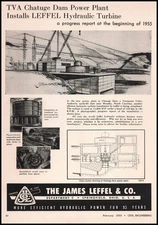 1955 James Leffel & Co. Springfield Ohio Chatuge Dam Power Plant Sketch Print Ad