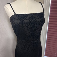 Dress gown sz M Bodycon crushed Velvet Spaghetti Strap Glam Prom goth witchy