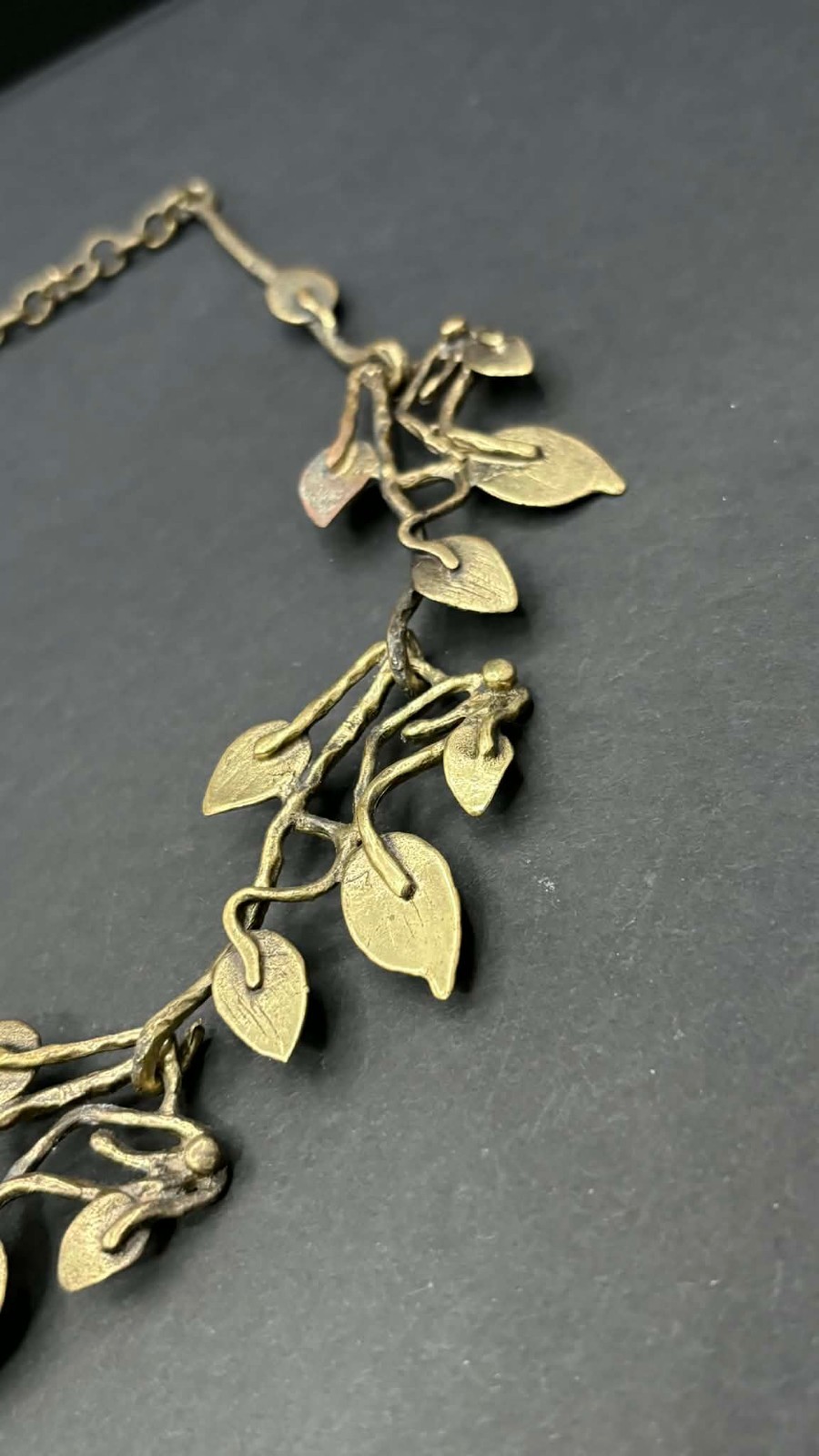 Bronze Leaf Vine Statement Necklace Botanical Bra… - image 5
