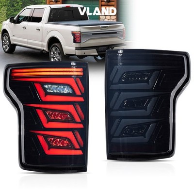 Smoked LED-Rear Tail Lights For 2015-2019 Ford F150 Pickup w/Sequential Turn L+R