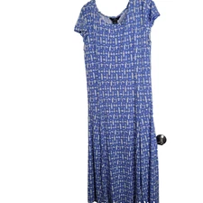 Lemmie Nina Leonard large dress stretch geometric shift maxi long flaw stain