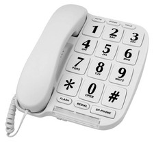 Big Keys White Telephone Large Buttons Volume Control Hands Free Function