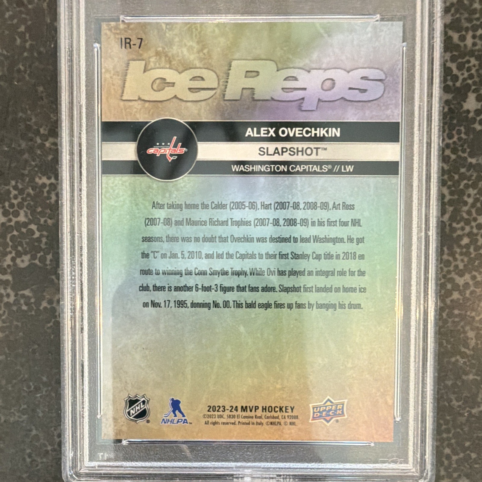 2023-24 Upper Deck MVP Ice Reps Gold IR-7 Alex Ovechkin Slapshot PSA 10 view 4