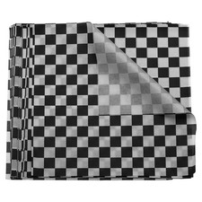 200pcs Square Checkered Pattern Wax Paper Sheets 7" x 7", Black