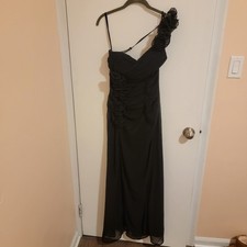 Windsor One Shoulder Maxi Dress Juniors 11 Prom Black Chiffon Whimsigoth y2k