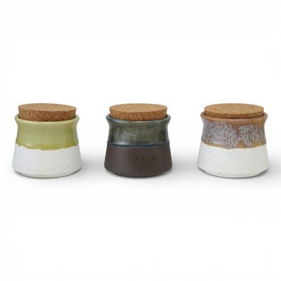 Two-Tone Ceramic Jar with Cork Lid