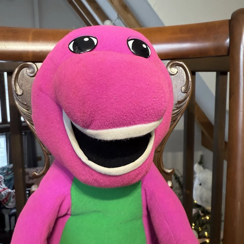 Juguete de peluche de dinosaurio vintage Barney Talking 18" PROBADO FUNCIONA 1992 Playskool Foto 3 de 4
