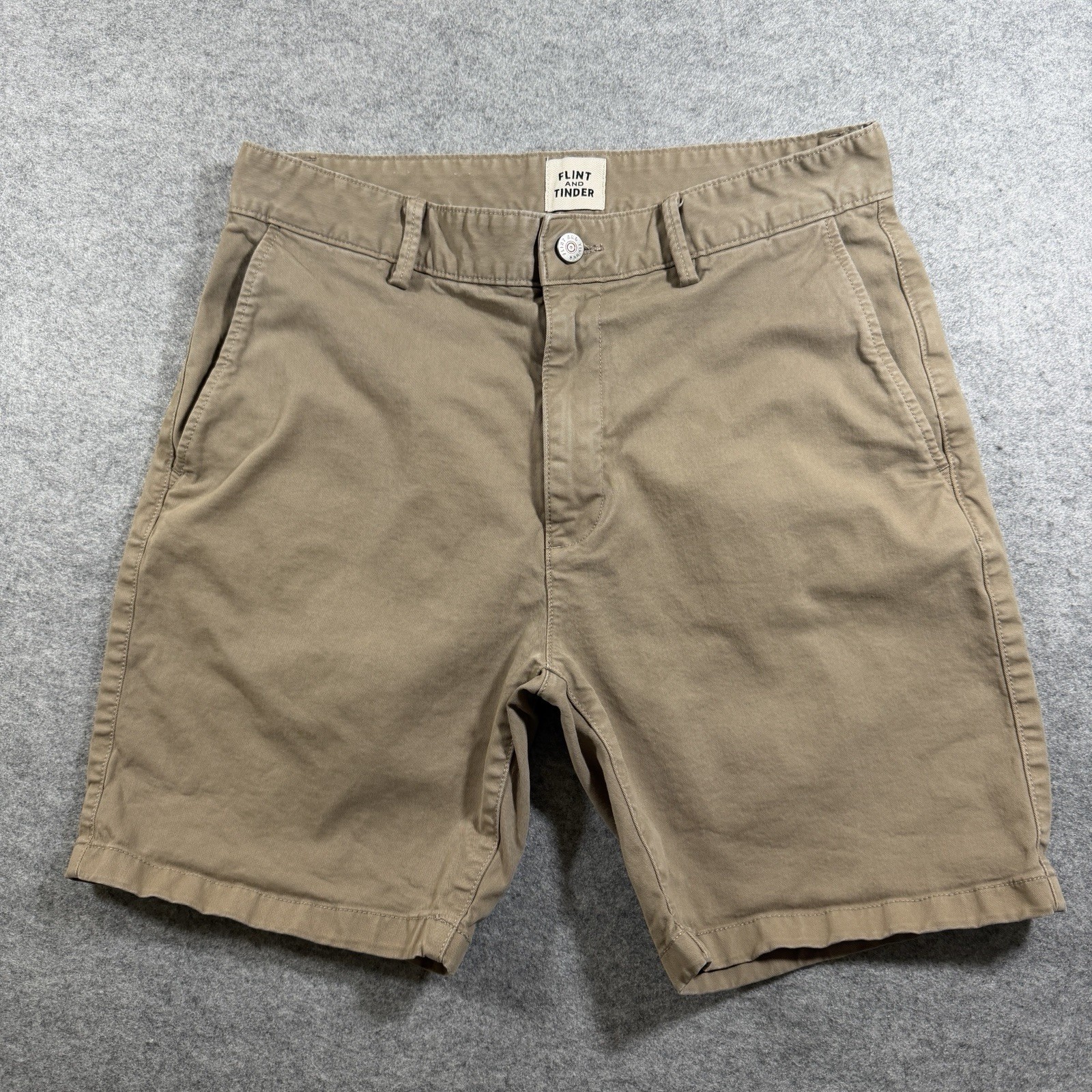 Flint And Tinder Chino Shorts Mens 30x7 Khaki Stretch Hiking Walking Casual