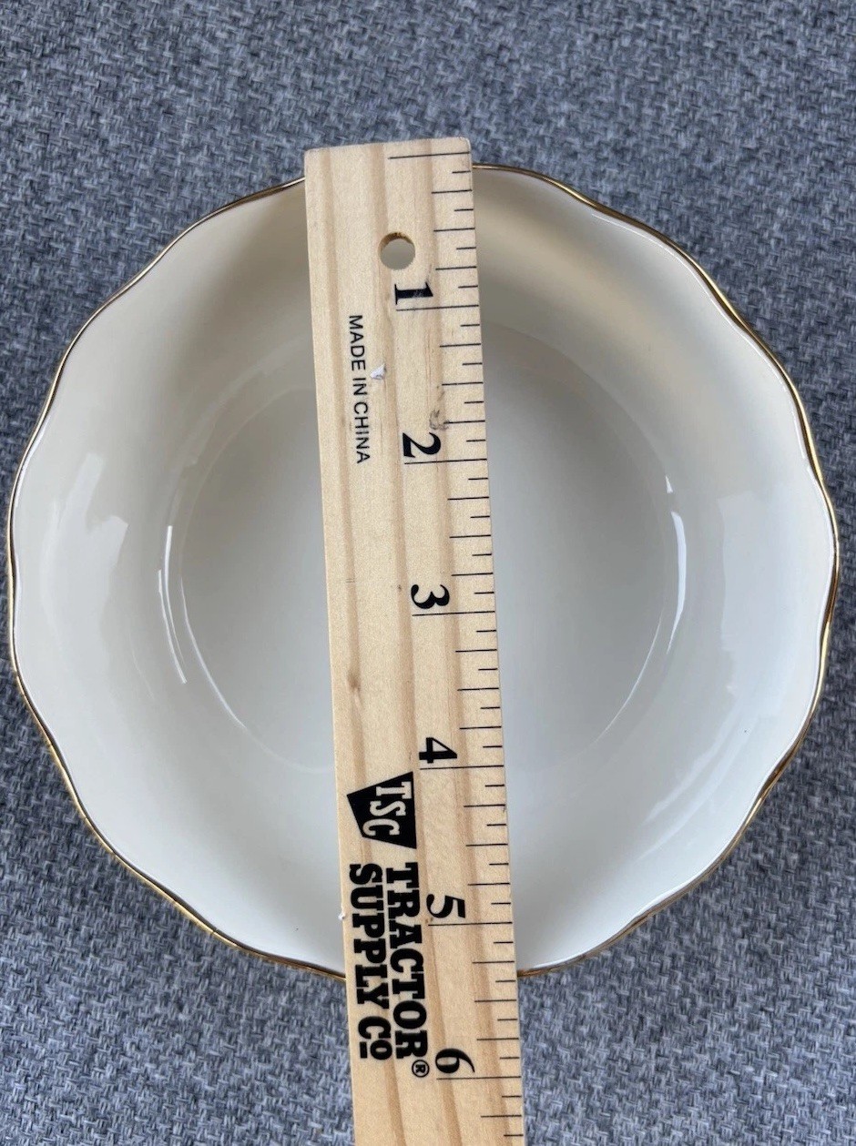 Lenox Rose Dish 5.75” Ivory Gold Trim Scalloped Edge Embossed Ralph Lauren Inspo thumbnail 5