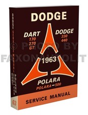 1963 Dodge Car Repair Shop Manual 63 Dart Polara 330 440 170 270 Gt Service