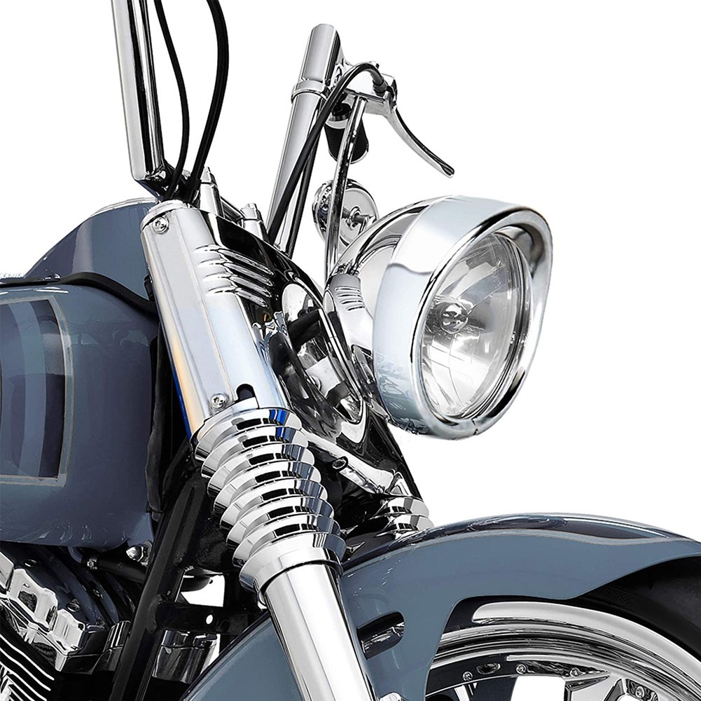 7in Silver Headlight Trim Ring Motorcycle Light For Touring Road Auto Accessorie