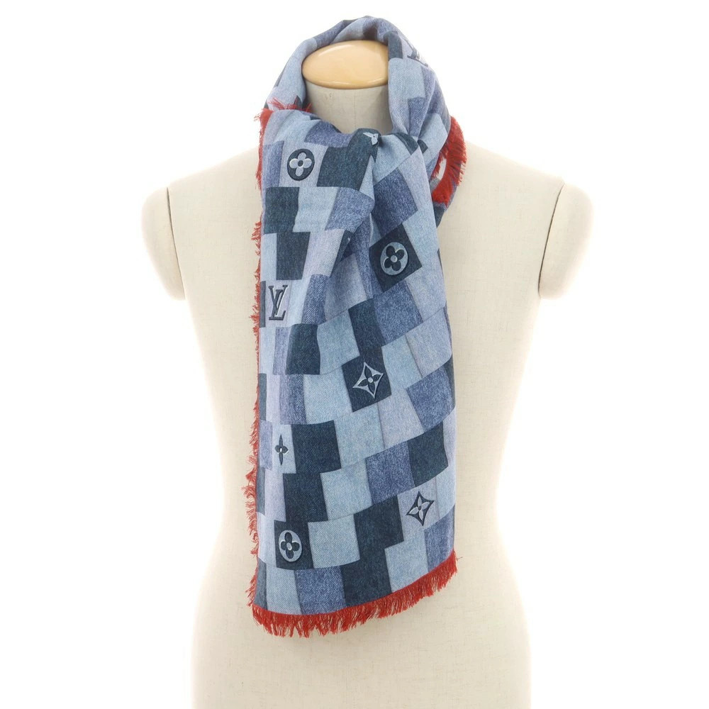 LOUIS VUITTON Monogram Patchwork Wool Silk Denim … - image 7