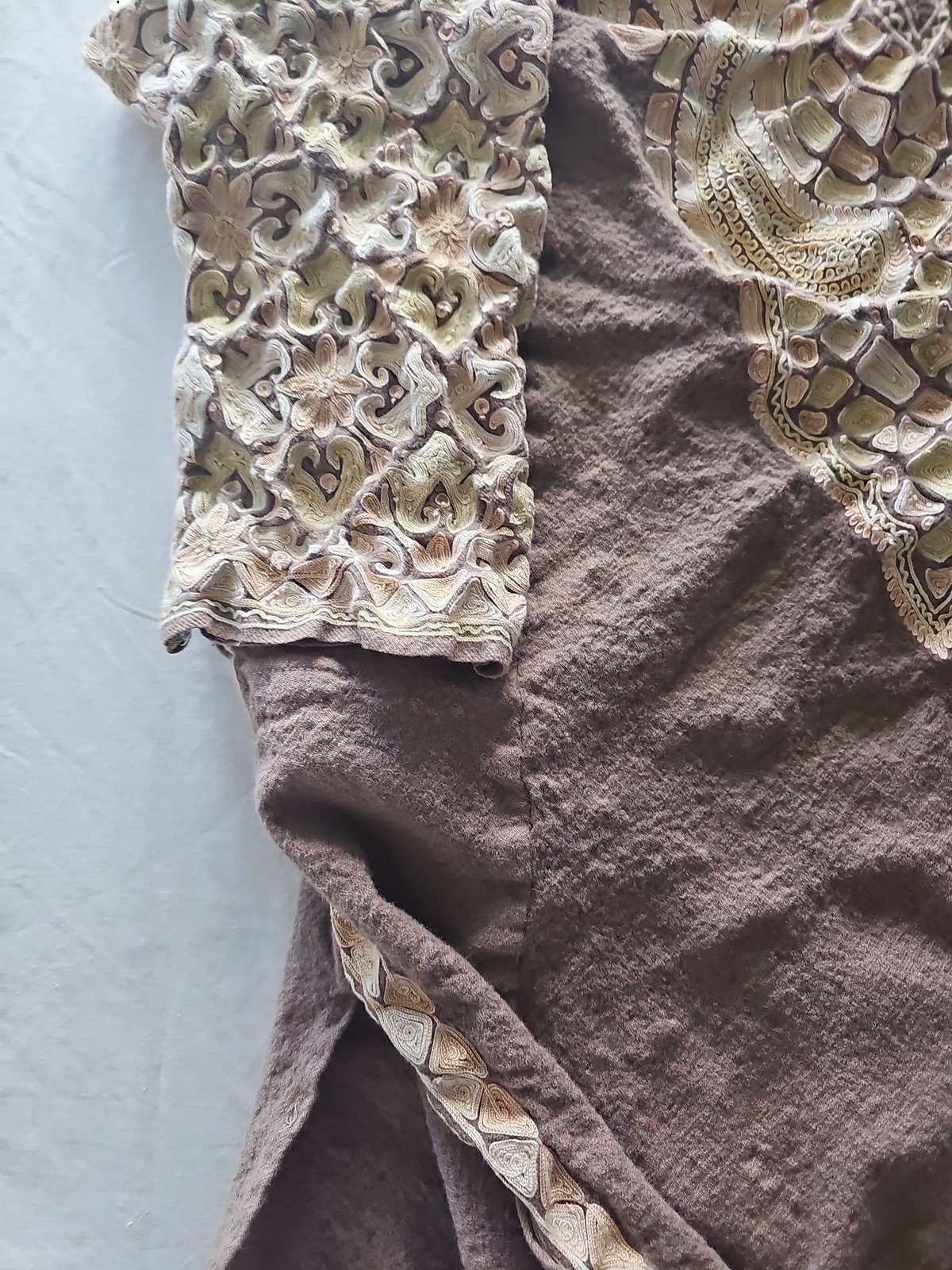 Vintage Style Earth-Tone Embroidered Cotton Tunic Top  412 image 4