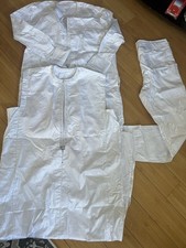 Men West African Grand Boubou 3 Pc Set White Bazin Riche Kaftan Tunic Large