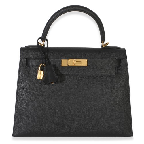 Hermès Black Epsom Sellier Kelly 28 GHW