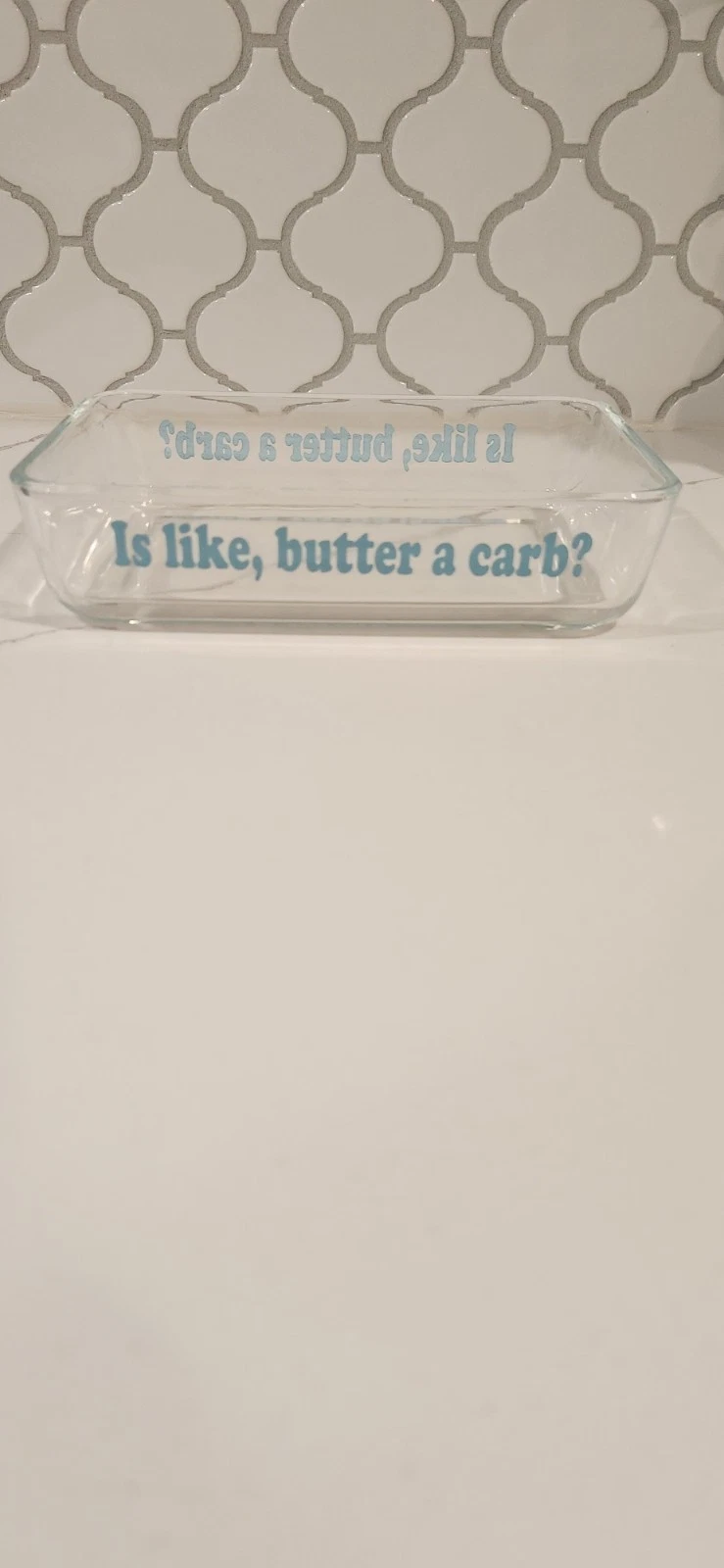 Small Clear Glass Rectangular Dish 7.3"x5.5"x1.75" IS LIKE, BUTTER A CARB?