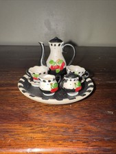 Vintage Mary Engelbreit Style Bisque Cherry Miniature Tea Set 10 piece