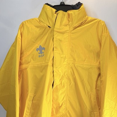 BSA Boy Scouts of America Windbreaker Waterproof Hooded Full Zip Yellow Jacket S