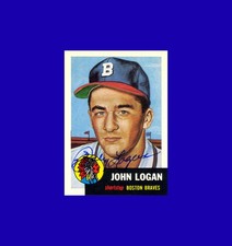 Johnny Logan 1991 Topps Archives 1953 Topps #158 - Braves - Signed AUTO
