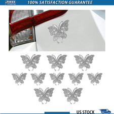 10PCS White Crystal Rhinestone Butterfly Car Decals Vehicle Body BumColor: White