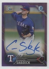 2016 Bowman Chrome Prospects Purple Refractor 243/250 Connor Sadzeck Auto 8b5
