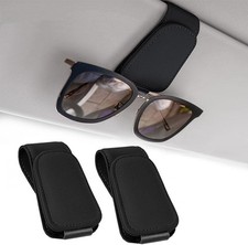 Brillenhalter f&uuml;r Auto 2 St&uuml;ck Leder Sonnenblende Magnetisch Schwarz Halterung