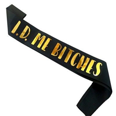 1 PCS 21st Birthday Sash Bye Bye RIP Fake ID Party Decor Black Gold