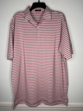 Turtleson Golf Polo Shirt Mens Large Stretch Pink Blue Striped Sleeve Logo