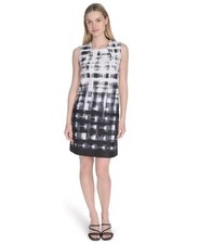Calvin Klein Sleeveless Sheath Dress Women's 10 Black/White Back Zip Closure