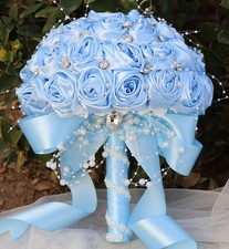 Bridal Wedding Bouquet Round Bling Brooch Bouquet Throw Toss Artificial Rose ...