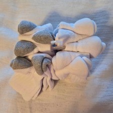 New Baby Toddler Socks 5 White with Grey Toe/Heel 5 Solid White T64/318